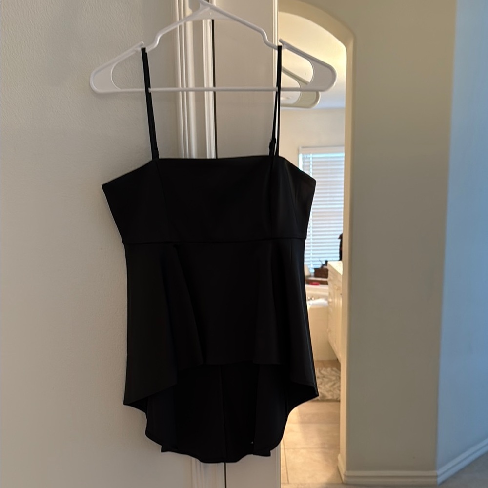 White House Black Market Black Asymmetrical Peplum Camisole